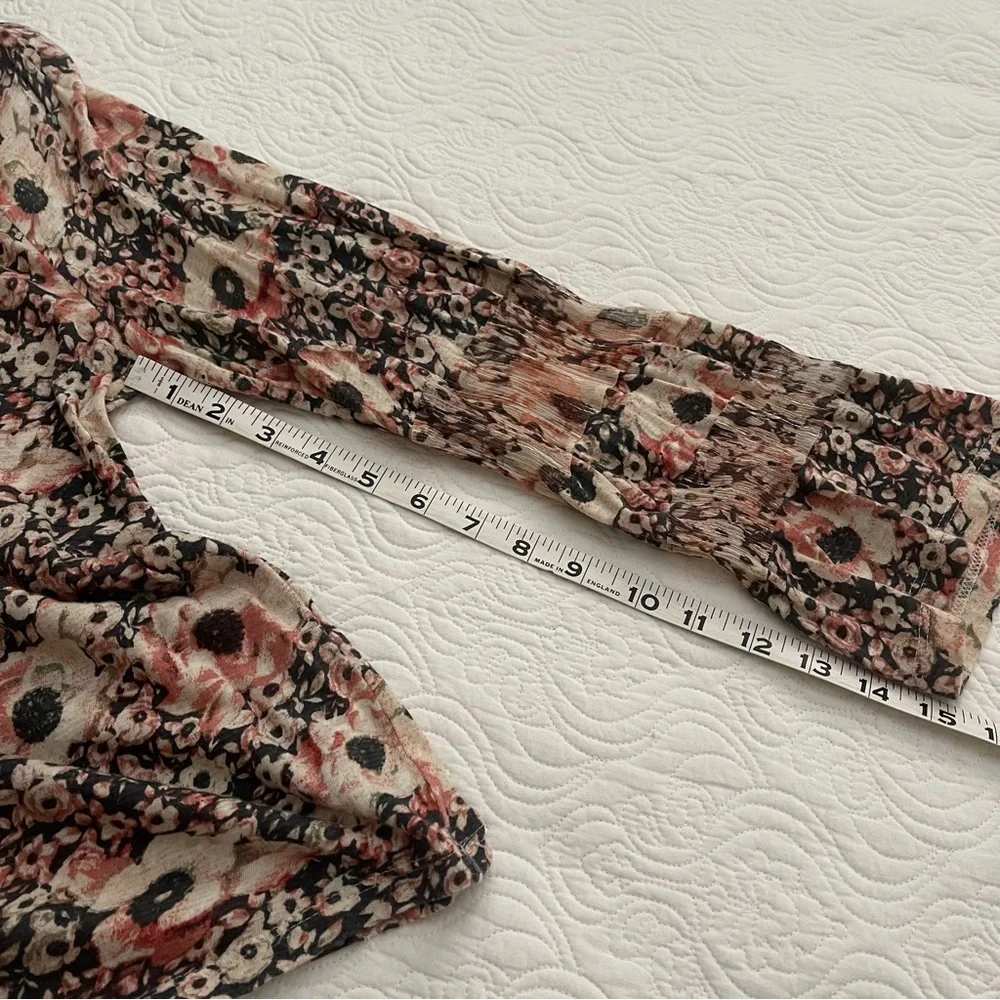 Lucky Brand Womenβs Tie Front Boho Peasant Long Sleeve Blouse Sz L - Picture 11 of 15